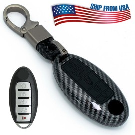 Unbranded Carbon Style Remote Fob Shell Smart Key Case Cover For Nissan Altima Infiniti;