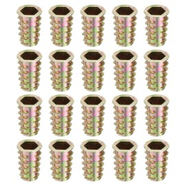 sourcing map 25Pcs Threaded Inserts, M10-1.5x25 Zinc Alloy Hex-Flanged Nut Threaded Inserts, Hex Socket Drive Nut Threaded Inserts Bolt Fastener Connector for Wood, Furniture Nuts