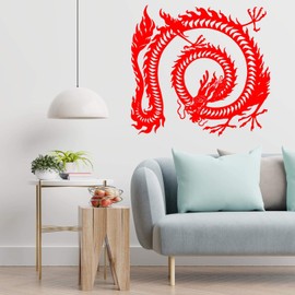 Dragon Wall Sticker-Asian Symbol Chinese Dragon-Custom Color Wall Decor Animal-Child Room Game Room Stickers Wall Decal-Removable Wall Decal-MIha0019-20-45x48 in