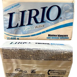 LIRIO-Tejidos Delicados Ropa y Mano d Suaves 400g/LIRIO-Fuerza Activa Maxima Blancura 400g/ZOTE-White Soap 400g-Jabons de Lavanderia-increíble quitamanchas, jabones en barra-amazing stain remover soap bar - Color: LIRIO FUERZA ACTIVA MAXIMA BLANCURA 400g