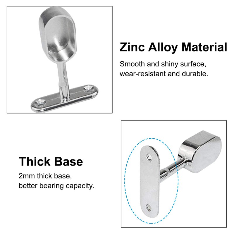 INCREWAY Closet Rod Support, 4Pcs Zinc Alloy Oval Wardrobe Rail