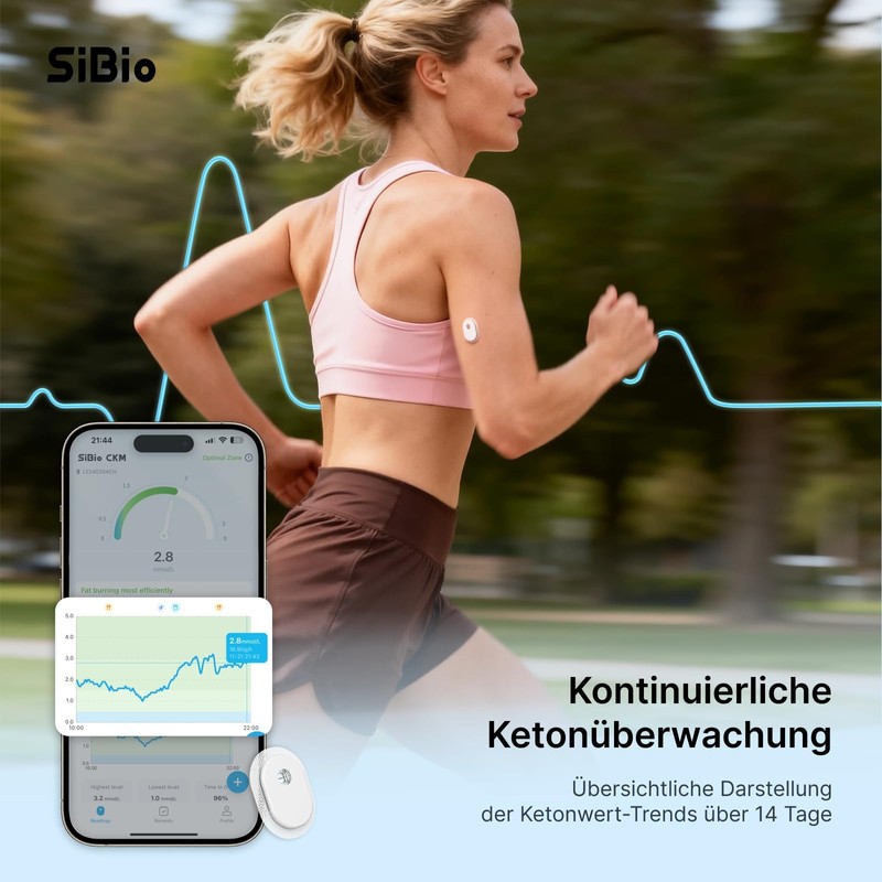 SIBIO KS3 Continuous Ketone Monitor - 14-Day Sensor for Keto