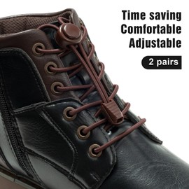 Stepace [2 Pairs No Tie Elastic Shoe Laces for Adults and Kids-One Size Fit All Dark Brown