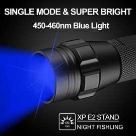 ULTRAFIRE Blue Light Flashlight, 450-460nm Single Mode LED Blue Flashlight, Portable Small Blue Light for Night Fishing and Outdoor Activities-Black House WF-508BL