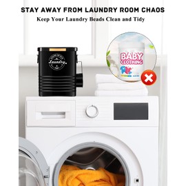 Laundry Detergent Powder Container Dispenser Holder for Laundry Room Organization. Metal Laundry Soap Dispenser with Scoop and Lid. Modern Farmhouse Laundry Room Decor and Accessories (Black)