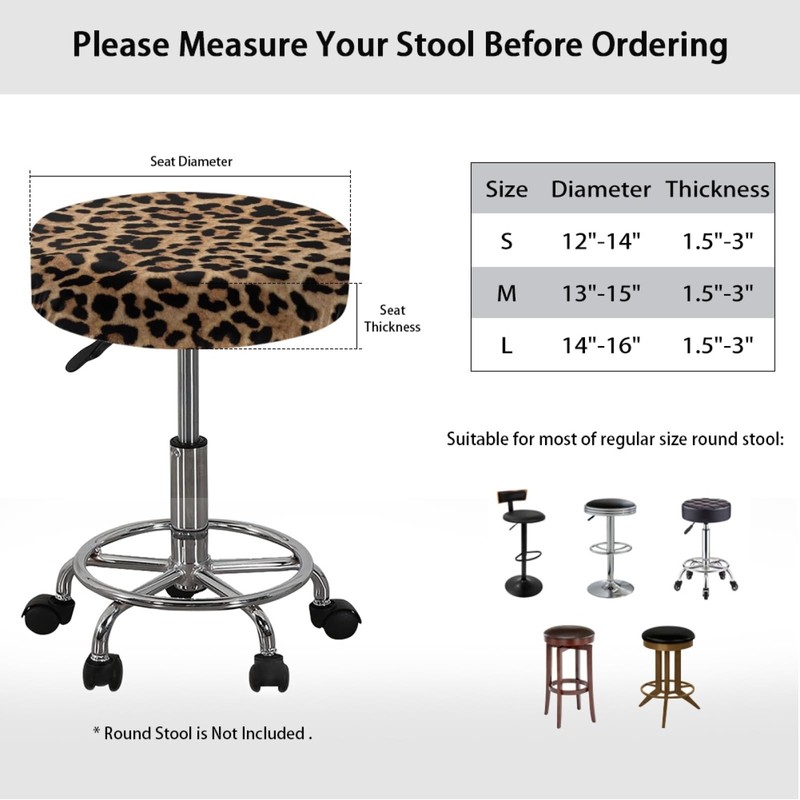 Wanyint Bar Stool Seat Covers Leopard Print Stretch Round Chair