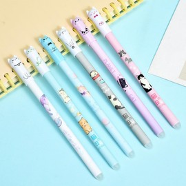 Cute Erasable Gel Pens | Portable Signature Pen - 0.5mm Note Taking Tools Cat Pattern for Kids Teachers Students School Event Planners Office Volunteer Writers