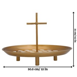 Mayur Exports Communion Ware | Plus Communion Tray with 39-Hole Disk | Communion Supplies | Portable Stainless Steel Tray for Churches - Satin (Matte) Gold Finish