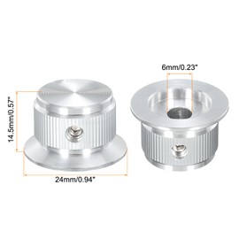 sourcing map Aluminium Potentiometer Knobs 6mm Guitar Control Knobs 1/4" Shaft for Guitar,Bass,Audio,Power Amplifiers,Volume Control 24mm/0.94" Diam Silver Pack of 4(with Un Wrench)