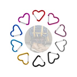 UYRVAPE 10pcs Carabiner Heart Carabiner Hook in Heart Shape Aluminium Carabiner Hook Small Key Ring Colourful Carabiner Keyring for Camping Fishing Mountains Climbing Hiking Travel