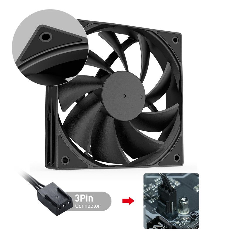DARKROCK 3-Pack 120mm Black Computer Case Fans High Performance Cooling