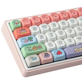 Tsungup MOA Profile Keycaps,126 Keys PBT Cute Funny Smiley Keycaps Dye-Sublimation Custom Keycap Set with Keycap Puller for Cherry Gateron MX Swithes Mechanical Keyboards