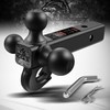 Trailer Hitch Tri Ball Mount with Hook,Fits 2” Hitch Receiver,1-7/8",