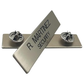 Custom Metal Name Badges Engraved Metal Police Fire Military by Gem Awards (Silver)