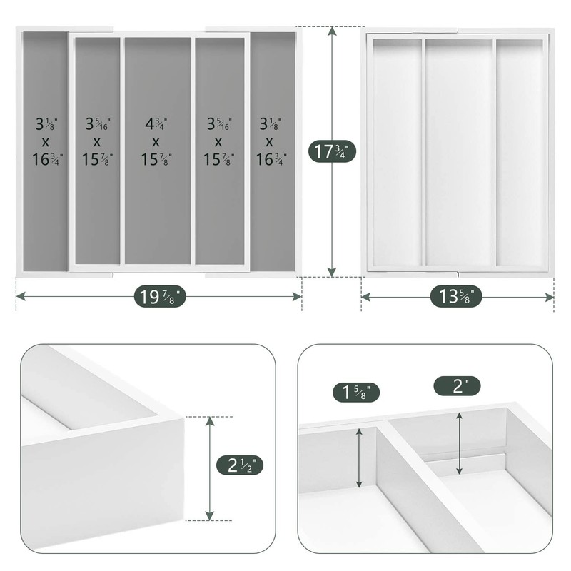 WUSHIZHUHUN Utensil Organizer for Kitchen Drawers - Bamboo Silverware Tray