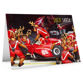 STREET SANTA - Formula 1 Christmas Card - Large A5 Card Size - Funny Humour - Made in the UK - Santa in the pits changing to slick tyres - Great Card for F1 fans