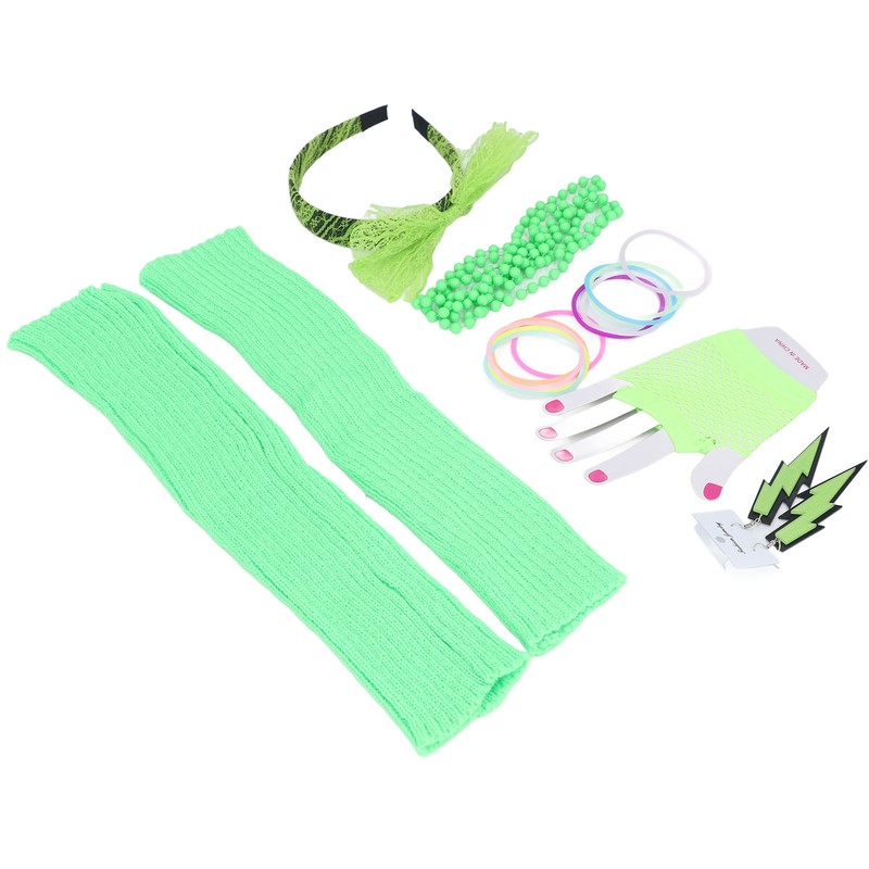 80s Earring Neon Headband Set Accessories Silicone Light Bracelets Headband