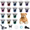 HINZIC 64PCS 12MM Toy Eyes with Eyelash Mix Color Safety