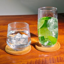 HILELIFE Cork Coasters for Drinks, Coaster Set of 8 Pcs with Holder, Blank Cork Coasters for Crafts, Reusable Drink Coasters