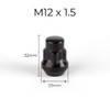 RYBO Set of 4 Alloy Wheel Locking Nuts, Black (M12