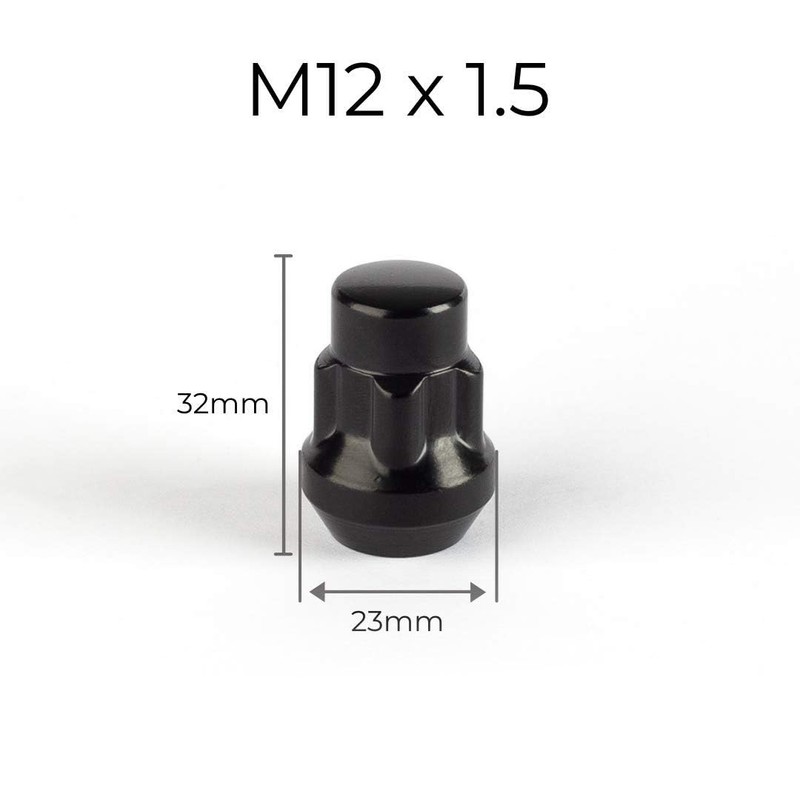 RYBO Set of 4 Alloy Wheel Locking Nuts, Black (M12