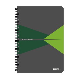 Leitz 44580055 Office Notepad A5 Squared Spiral Bound with Cardboard Cover Green