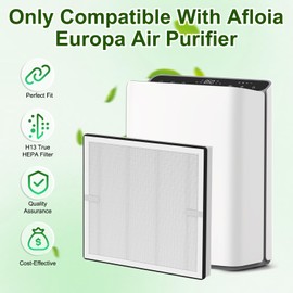 Europa Air Filter Compatible with Afloia Europa Air Purifiers, 3-in-1 True H13 Replacement Filter