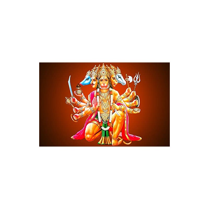 Imagine Mart Shri Panch Mukhi Hanuman Ji Shitting 12x18 Inch