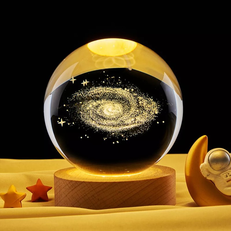 Abigale Lampara De Noche Led 3d Galaxia Bola Cristal Luz