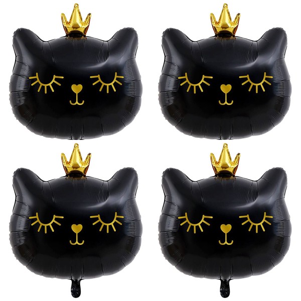 Giant Cat Balloons 22 Inch Adorable Black Crown Kitty White