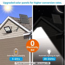 TENKOO Solar Street Flood Lights Outdoor 1200W Street Lights Dusk to Dawn 65000LM IP67 Waterproof Solar Parking Lot Light with 16.4ft Cables Security Commercial Lighting for Yard, Garden