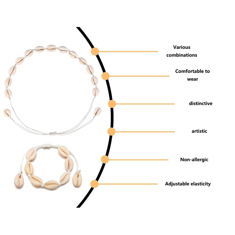 KAPSING Set of 2 Shell Necklace Bracelets Set, 1 Choker