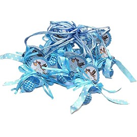 RBN 12 PCS Pacifier Baby Stork Bird Polka Dot Acrylic Ribbon Necklaces Baby Shower Game Favors Prize Decorations Boy 1 Count (Pack of 12)