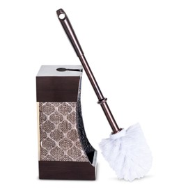 Dahlia Brown Toilet Brush with Holder Set - Bathroom Toilet Bowl Brush and Holder - Decorative Toilet Cleaner Brush - Good Grip Toilet Bowl Scrubber