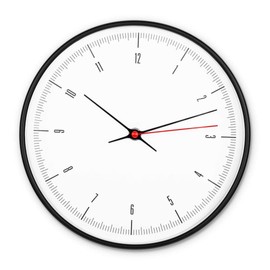 K&L Wall Art Silent Wall Clock Kitchen Black White Durable Quartz Clock Movement Red Second Hand without Ticking Noises Living Room Wall Clocks Modern Office Bedroom Diameter 25 cm Round (Black/White)