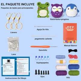 Kit de Crochet para Principiantes, Kit de Crochet DIY, 3 Kits de Animales de Crochet para Principiantes Con Video Tutorial, Kit de Inicio de Crochet, Regalos de CumpleañOs para Adultos y Niños