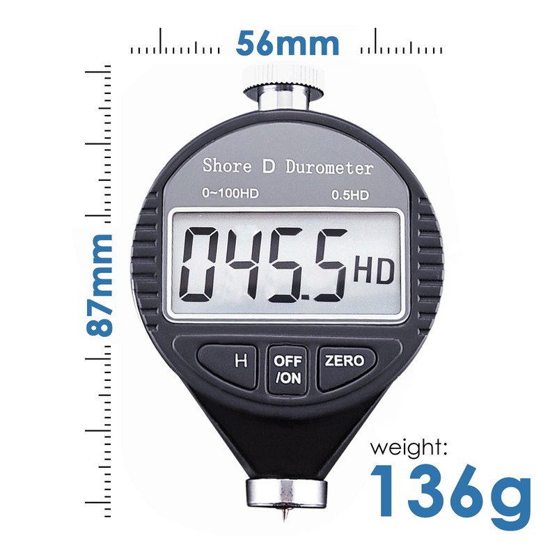Shore D Rubber Hardness Meter, Digital Hardness Tester 0-100HD Hardness