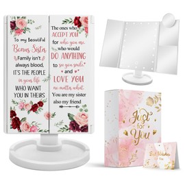 Hexagram Mothers Day Bonus Sister Gifts, Gift for Bonus Sister, Birthday Gifts for Bonus Sister, Best Bonus Sister Gifts - Bonus Sister Makeup Mirror with Lights Gifts