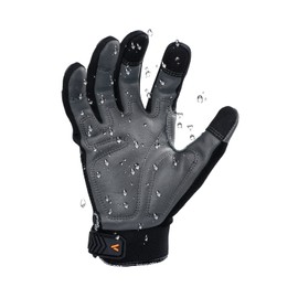 Vgo... Anti-Vibration Gloves, Safety Work Gloves, Men's Mechanic Gloves, Cowhide Gloves, Multi-Purpose Maintenance, Gardening, Work Gloves, Waterproof Gloves, Leather Gloves (LL, Black & Orange