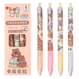 MOZXIRZ 4 Pcs Cute Mechanical Pencils 0.5mm Cartoon Capybara Mechanical Pencil Kawaii Soft Grip Pencils School Pencil for Kids Students Girls Boys Women (4Pcs Capybara)