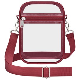 Clear Bag Stadium Approved Clear Purses for Women Stadium Crossbody Messenger Bag for Concerts Sporting Events (Small Rose Red)