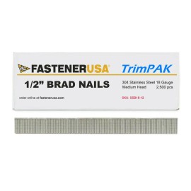 FastenerUSA 1/2" BRAD NAILS 18GA 304SS 2,500ct | SSB18-12
