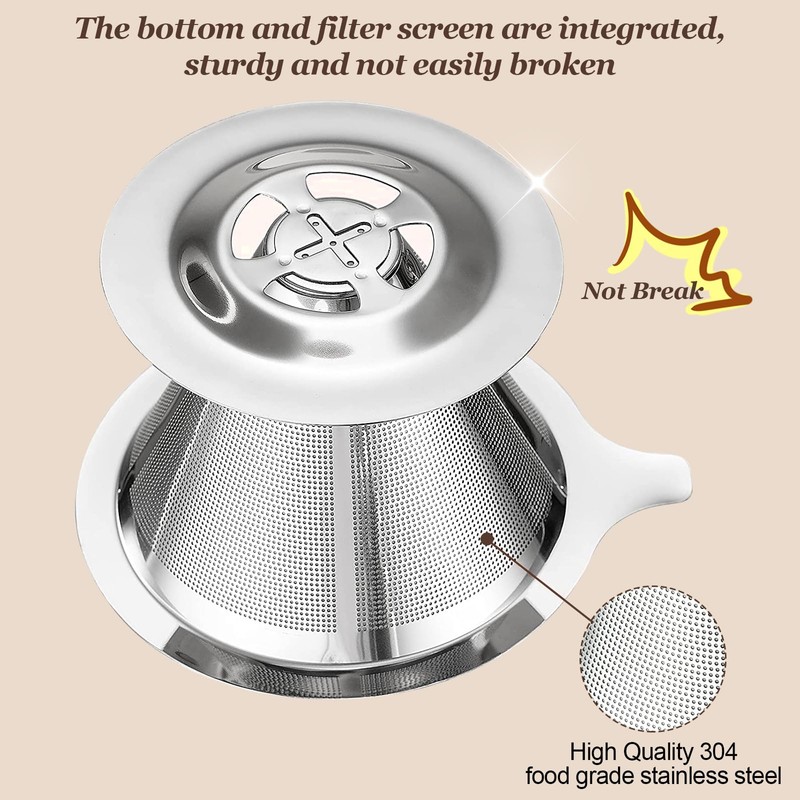 Pour Over Coffee Dripper, Slow Drip Paperless Coffee Filter, Pour