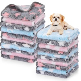 Chumia 40 Pcs Blankets for Small Dog Soft Fluffy Fleece Washable Pet Blanket Dog Blanket Star Print Pattern Fleece Blankets for Pets Throw Warm Bed Mat for Dog Puppy Cat, 24 x 16 Inches