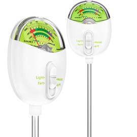 4-in-1 Plant Soil Tester with pH, Moisture, Fertility & Light Meter, Rotatable Dial Soil Test Kit, No Battery Required for Garden, Lawn, Farm, Indoor & Outdoor Plants, White