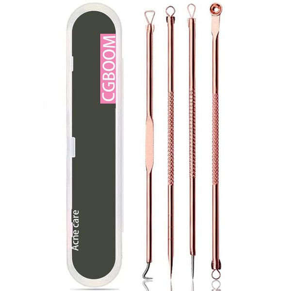 elloLife Blackhead Remover Comedone Squeezer Set, Blackhead Remover with Stainless Steel Box Acne Whiteheads Blackhead Remover Kit for All Skin Types (Rose Gold)