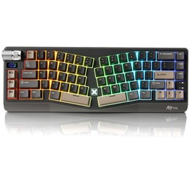 RK ROYAL KLUDGE A70 Wireless Ergonomic Keyboard, Alice Split Mechanical Keyboard w/Bluetooth/2.4GHz/Wired, 65% RGB Gaming Keyboards with Knob and PBT Keycap, Gasket Hot Swappable Linear Cream Switches