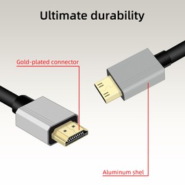RIIEYOCA 4K Short Mini HDMI to HDMI Coiled Cable, Male to Male 4K Mini HDMI 2.0 Spring Cord,18Gbps High Speed Supports 4K@60Hz,Compatible with Camera,Camcorder,Monitor(3FT/0.9M)