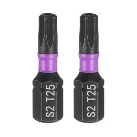 QUARKZMAN Pack of 2 TT25 Screwdriver Torx Bit 1/4 Inch Hex Shank 25 mm/1 Inch Length Magnetic Star 6 Point Head Hexagonal Bits S2 Steel Screwdriver Bit with Hole Electric Drill