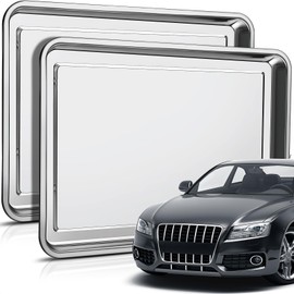 Datanly 2 Pcs Stainless Steel Oil Drip Pan for Under Car 27.56 x 19.69 Inch Automotive Oil Change Pan Silver Rust Resistant Motorcycle Drip Tray Replacement Tray for Garage Floor